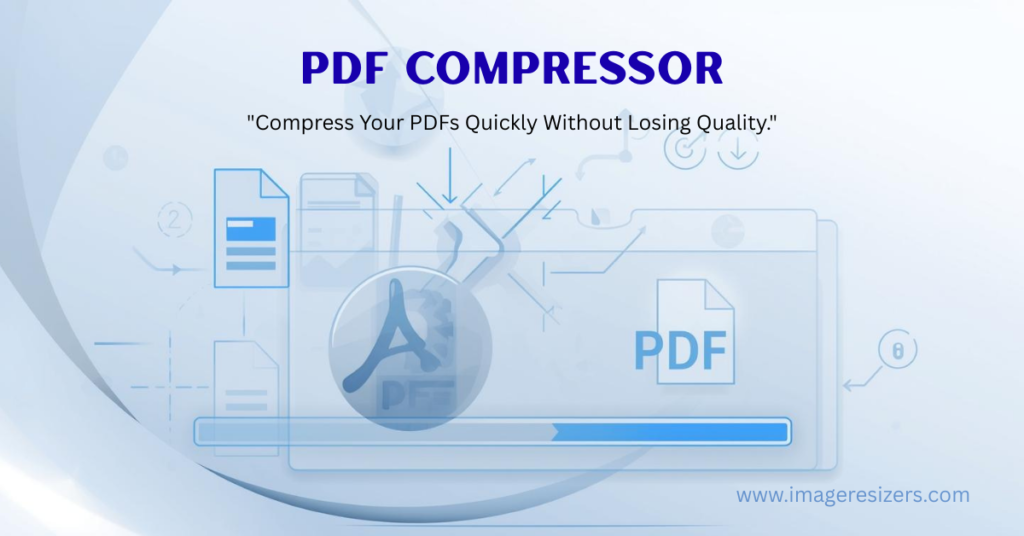 PDF compressor tool reducing the size of a PDF file quickly and efficiently.