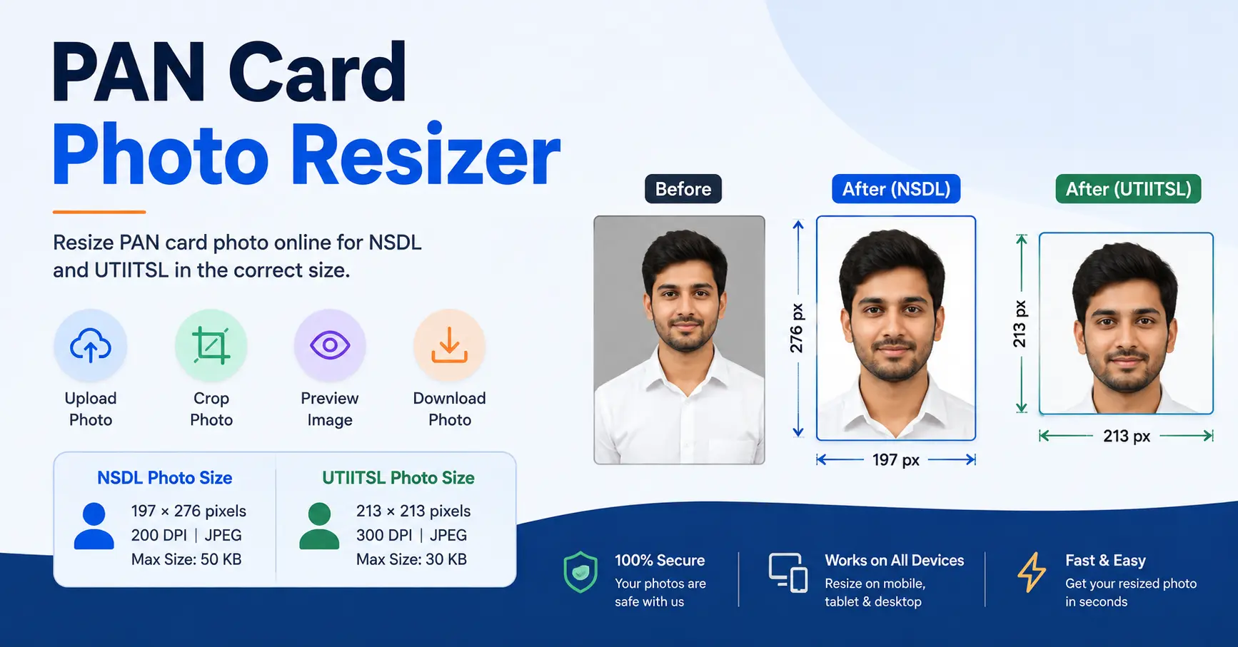 PAN Card Photo Resizer online tool to resize PAN card photo