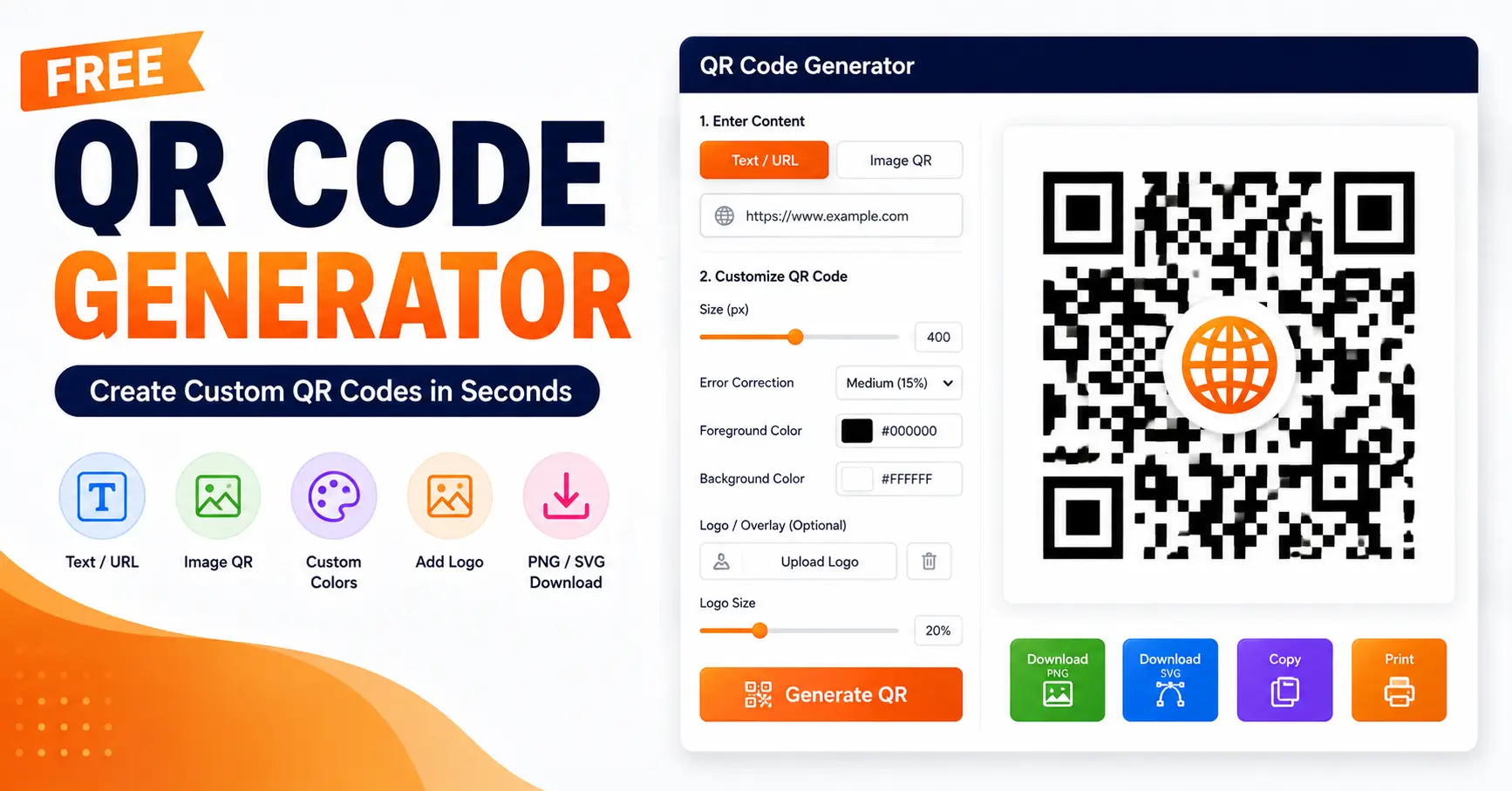 Free QR Code Generator for creating custom QR codes online