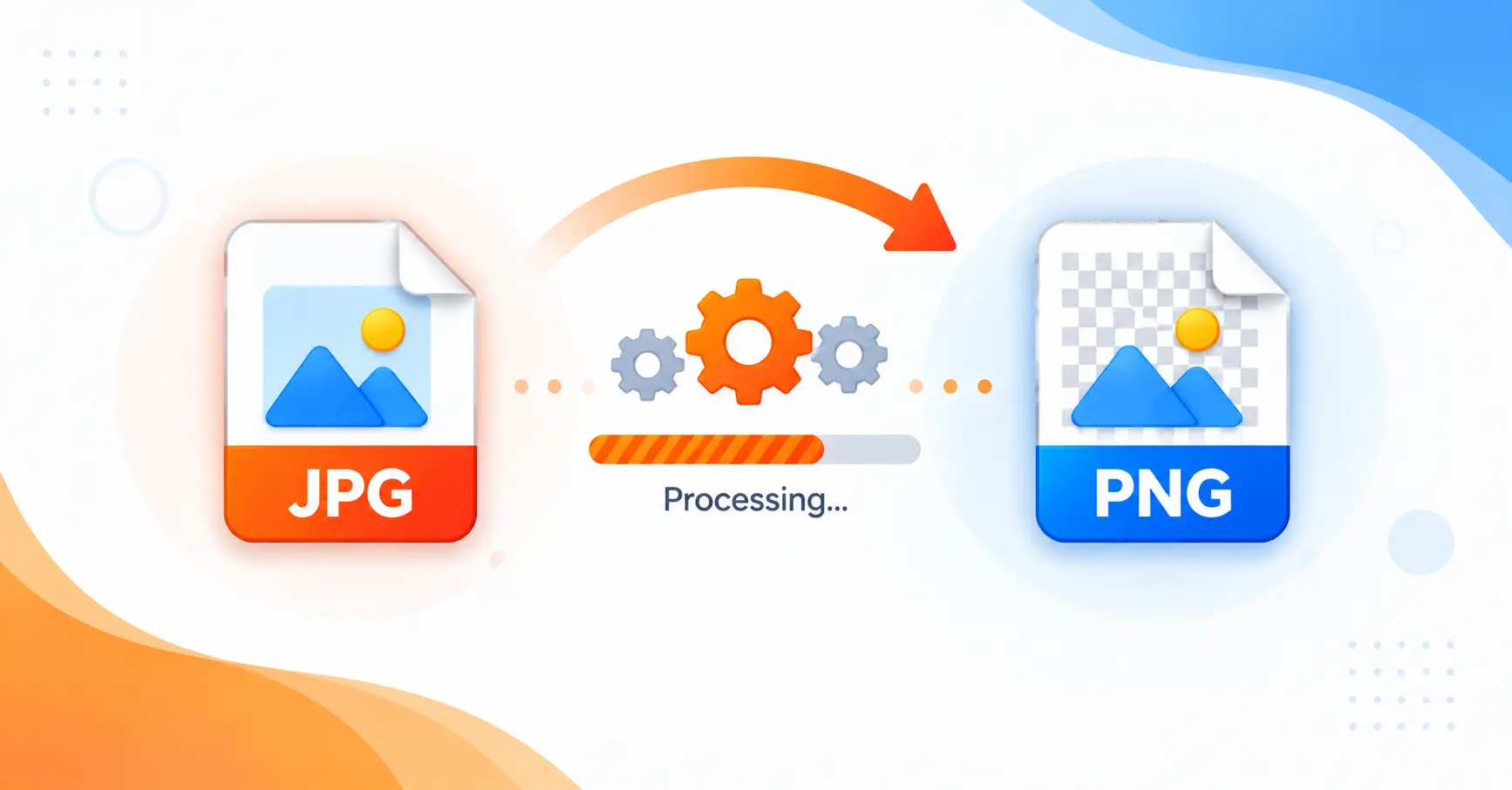 JPG to PNG Converter process from upload to download